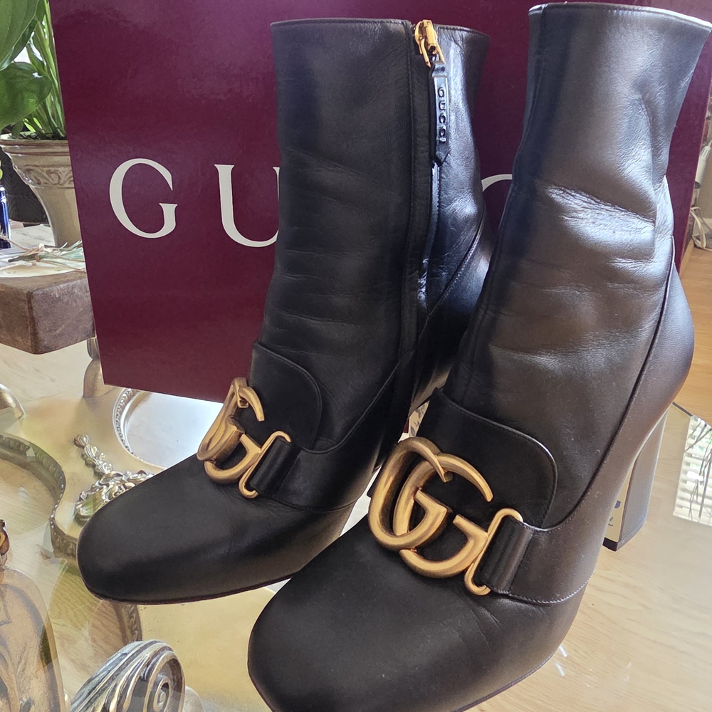 Gucci Black Leather Ankle Boots